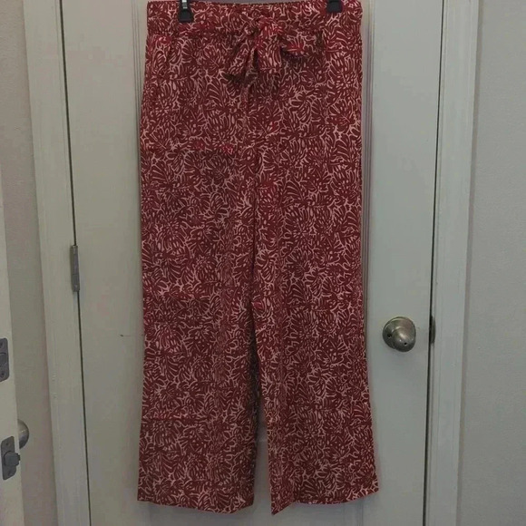 CLUB Monaco Women Beachy Tropical Print Wide Leg Belted Pull-On Pants - Picture 2 of 11